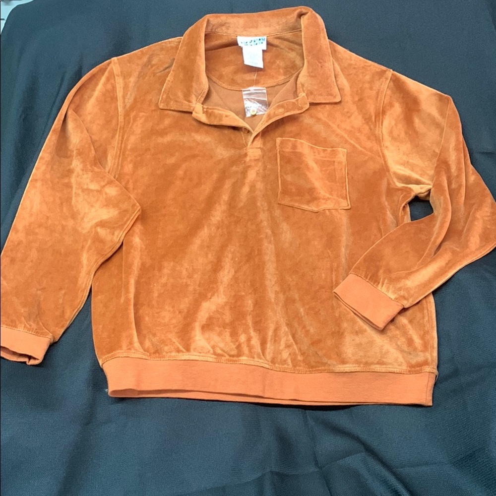 Levi's Orange V-Neck Sweater Plush Velour